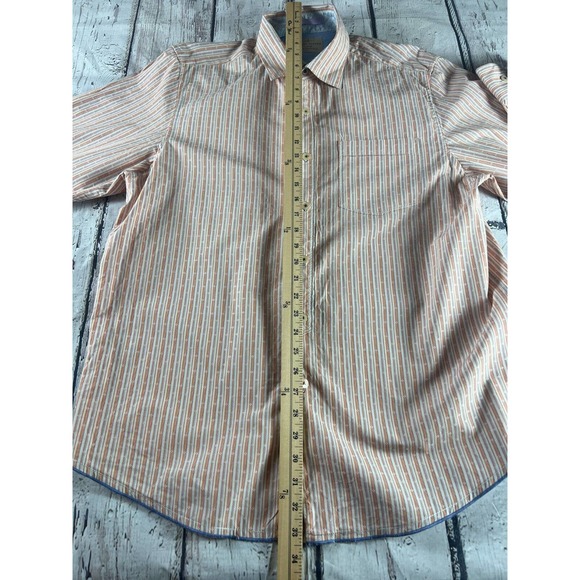 Tommy Bahama Men's LS Shirt~100% Cotton Orange/Blue stripe - Picture 3 of 4